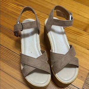 Jesi's Fashionz Tan Wedge Sandals